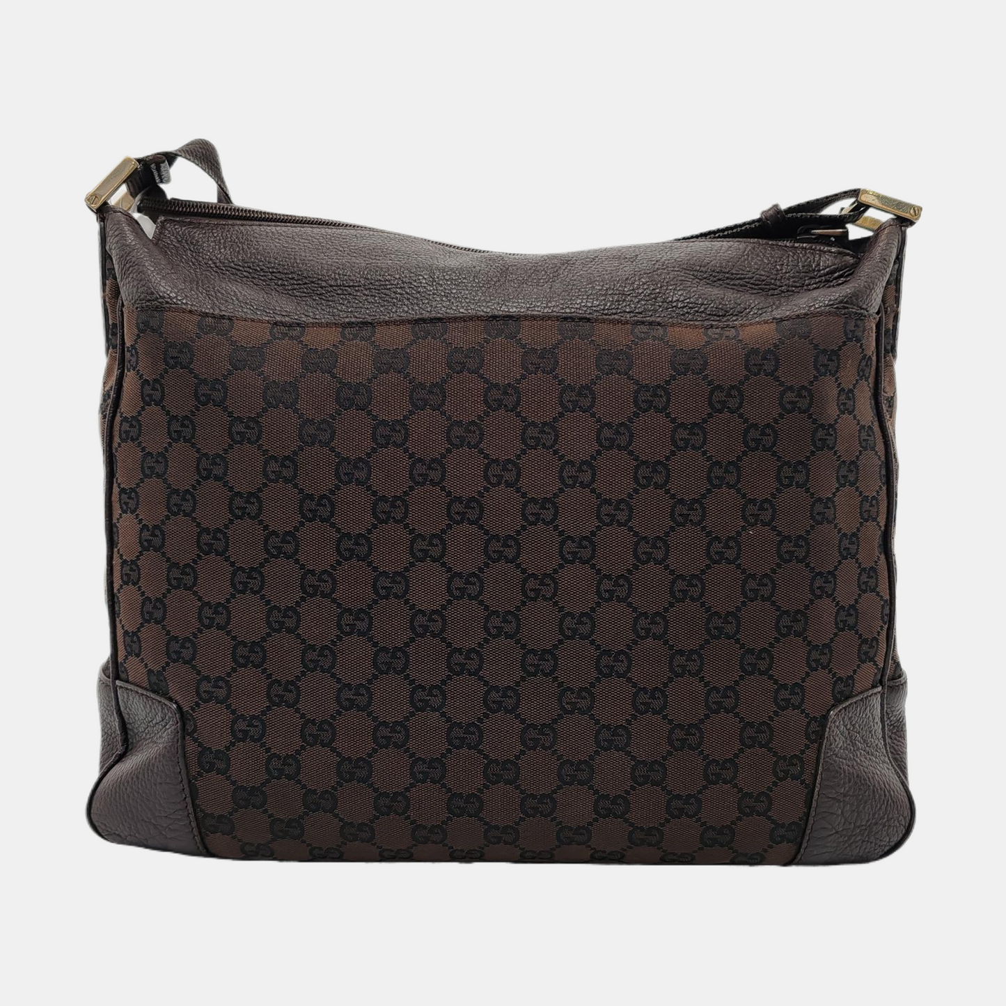 GUCCI Brown Canvas Monogrammed Crossbody Shoulder Bag Golden hardware-(SKU)-952860754