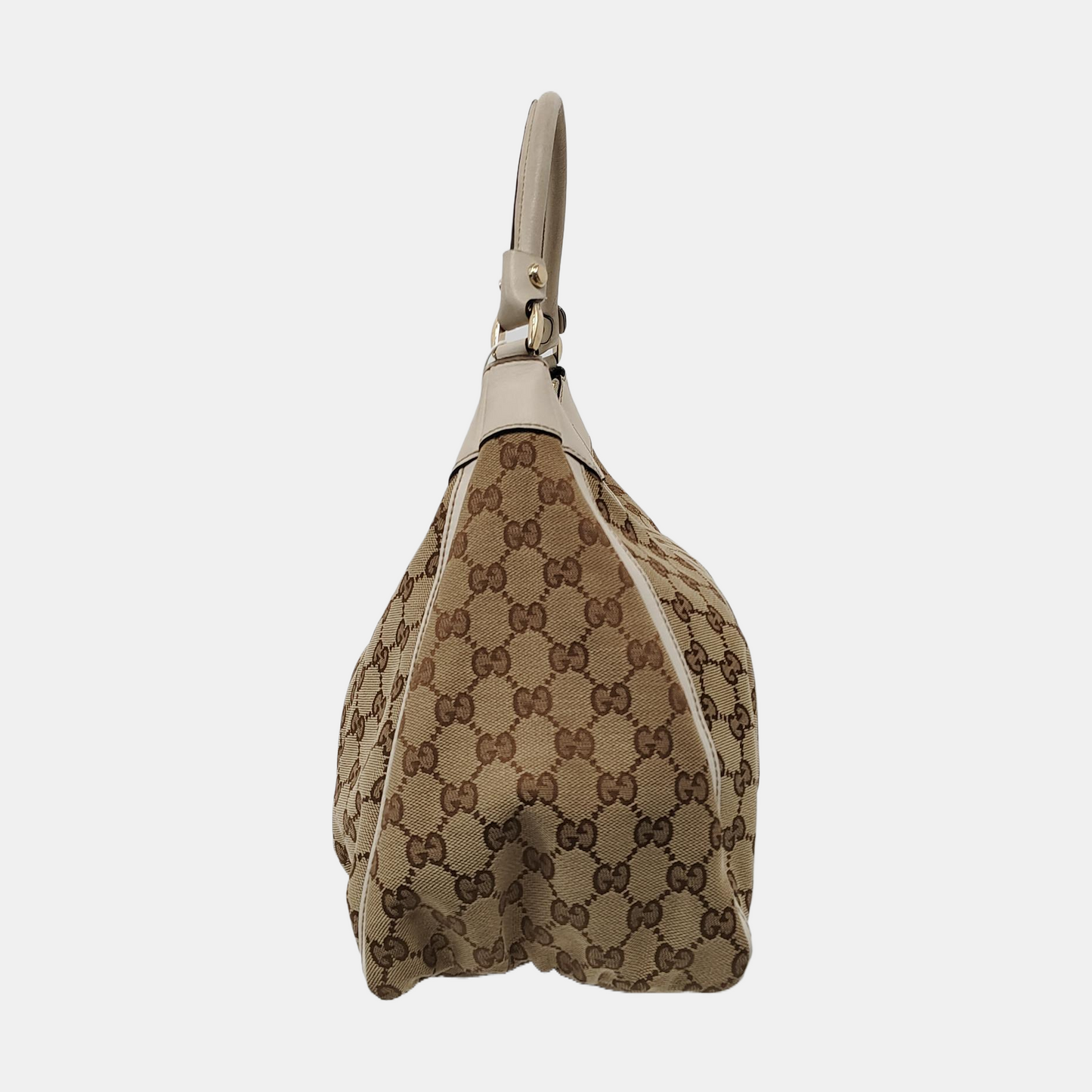 GUCCI D-Ring Large size Brown Canvas Monogram Handbag Single Shoulder Bag Golden hardware-(SKU)-953121476