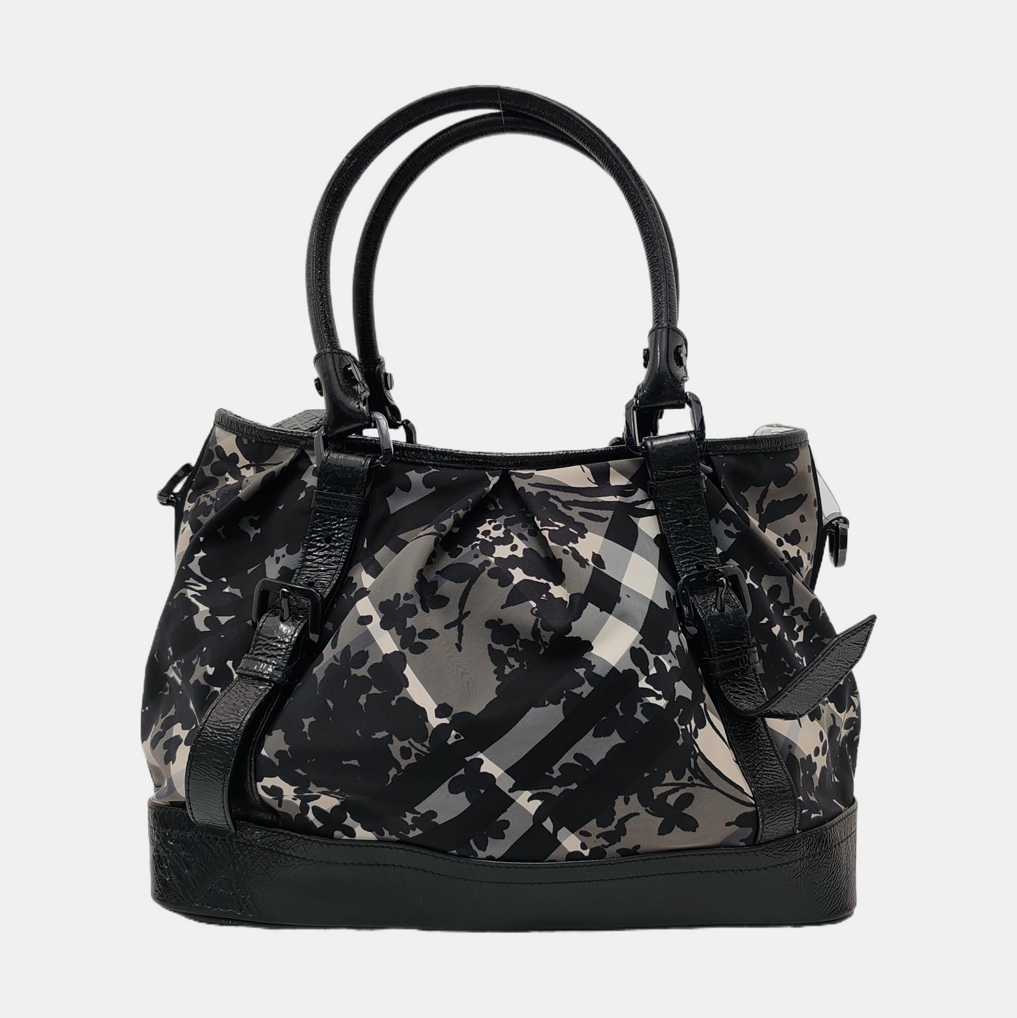 BURBERRY Northfield Gray Nylon Printed Single Shoulder Bag with Handbag and Crossbody Silver Hardware-(SKU)-953119737