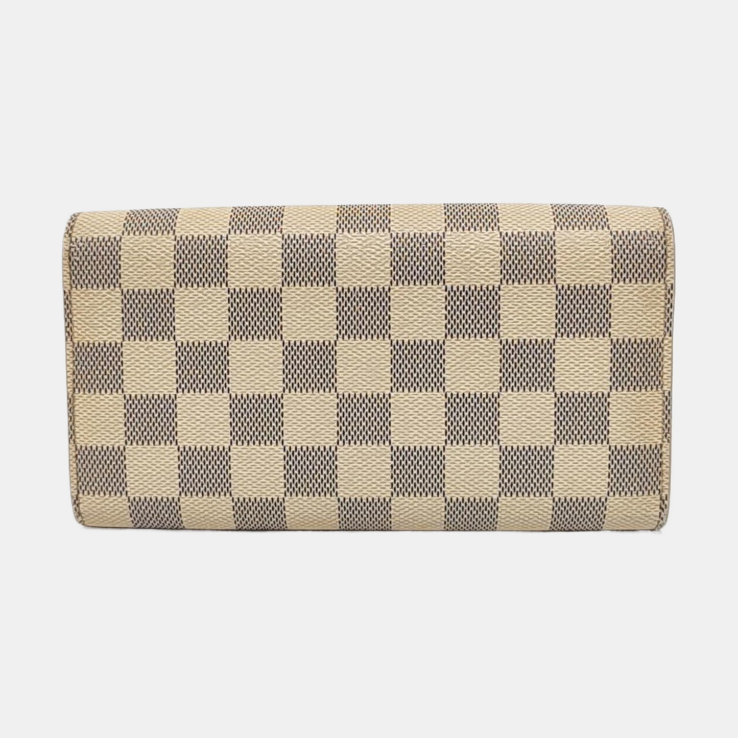 LOUIS VUITTON PORTE MONNAIE White Coated Canvas Checkered Wallet Golden hardware-(SKU)-952912315