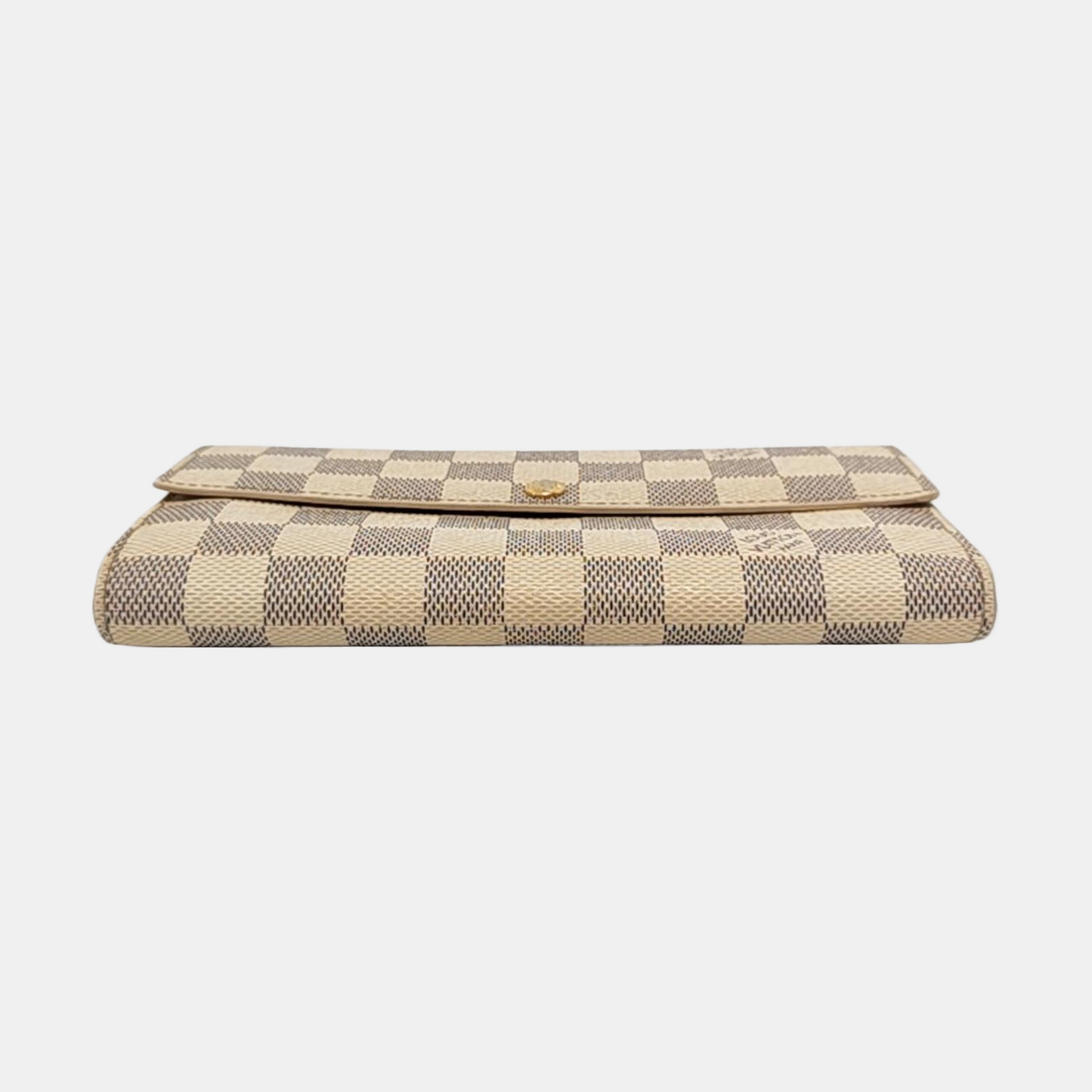 LOUIS VUITTON PORTE MONNAIE White Coated Canvas Checkered Wallet Golden hardware-(SKU)-952912315