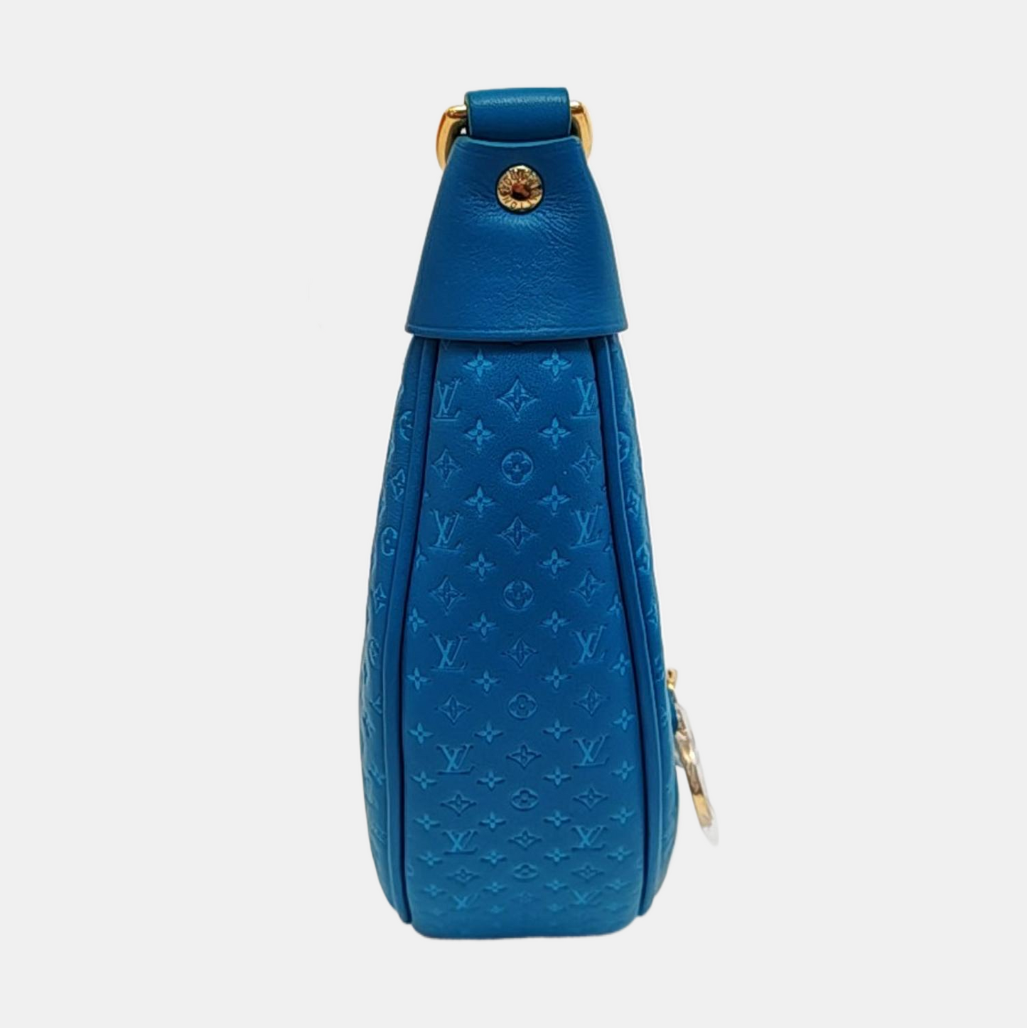 LOUIS VUITTON LOOP Blue Leather Monogram Pea Pod Bag with Shoulder Strap, Gold Hardware, 2 Removable Shoulder Straps-(SKU)-953032437