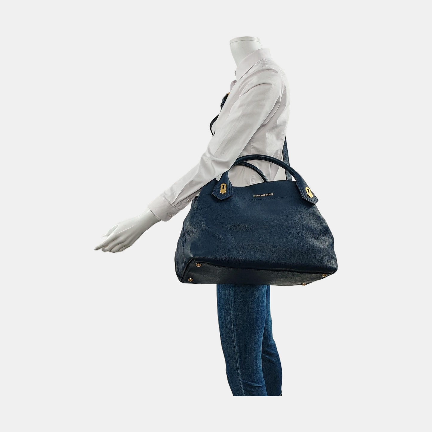 BURBERRY Barnsbury Blue cowhide single shoulder bag Golden hardware Removable shoulder strap-(SKU)-953060003