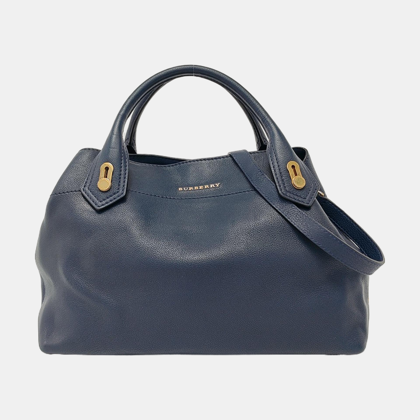 BURBERRY Barnsbury Blue cowhide single shoulder bag Golden hardware Removable shoulder strap-(SKU)-953060003