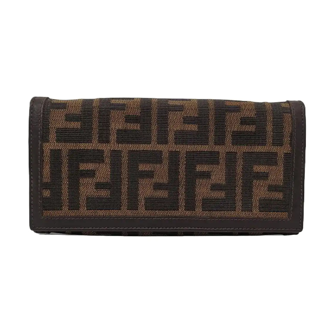 FENDI 棕色帆布双F钱包-(SKU)-952489575
