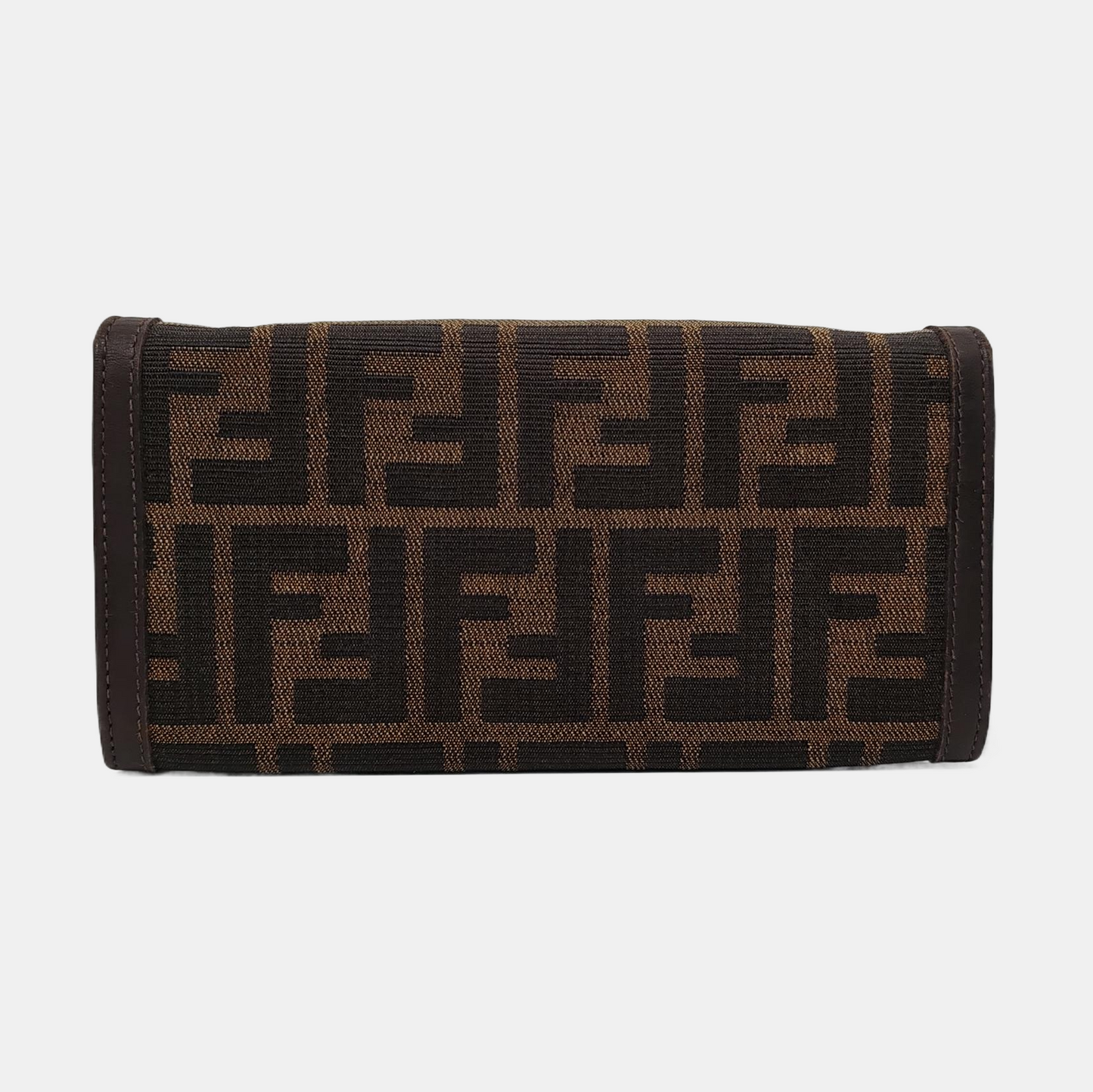 FENDI 棕色帆布双F钱包-(SKU)-952489575