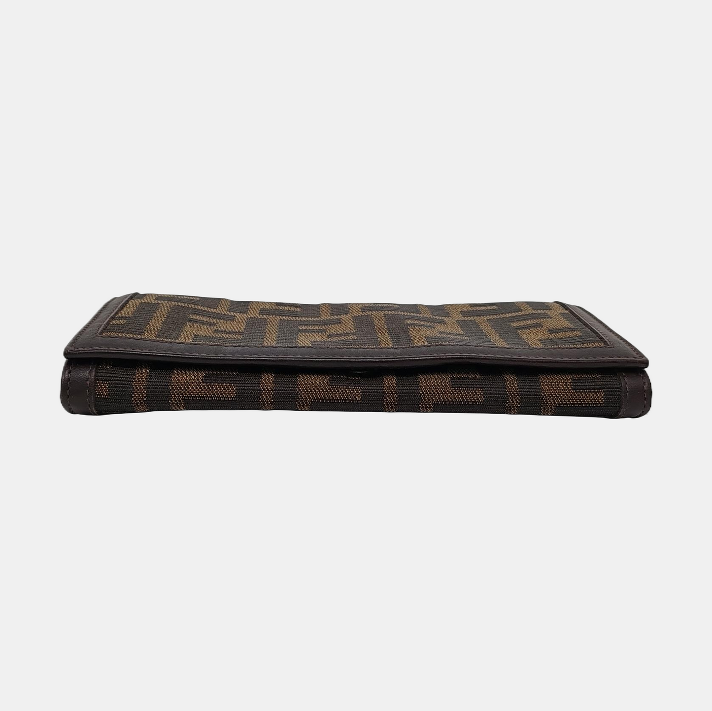 FENDI 棕色帆布双F钱包-(SKU)-952489575