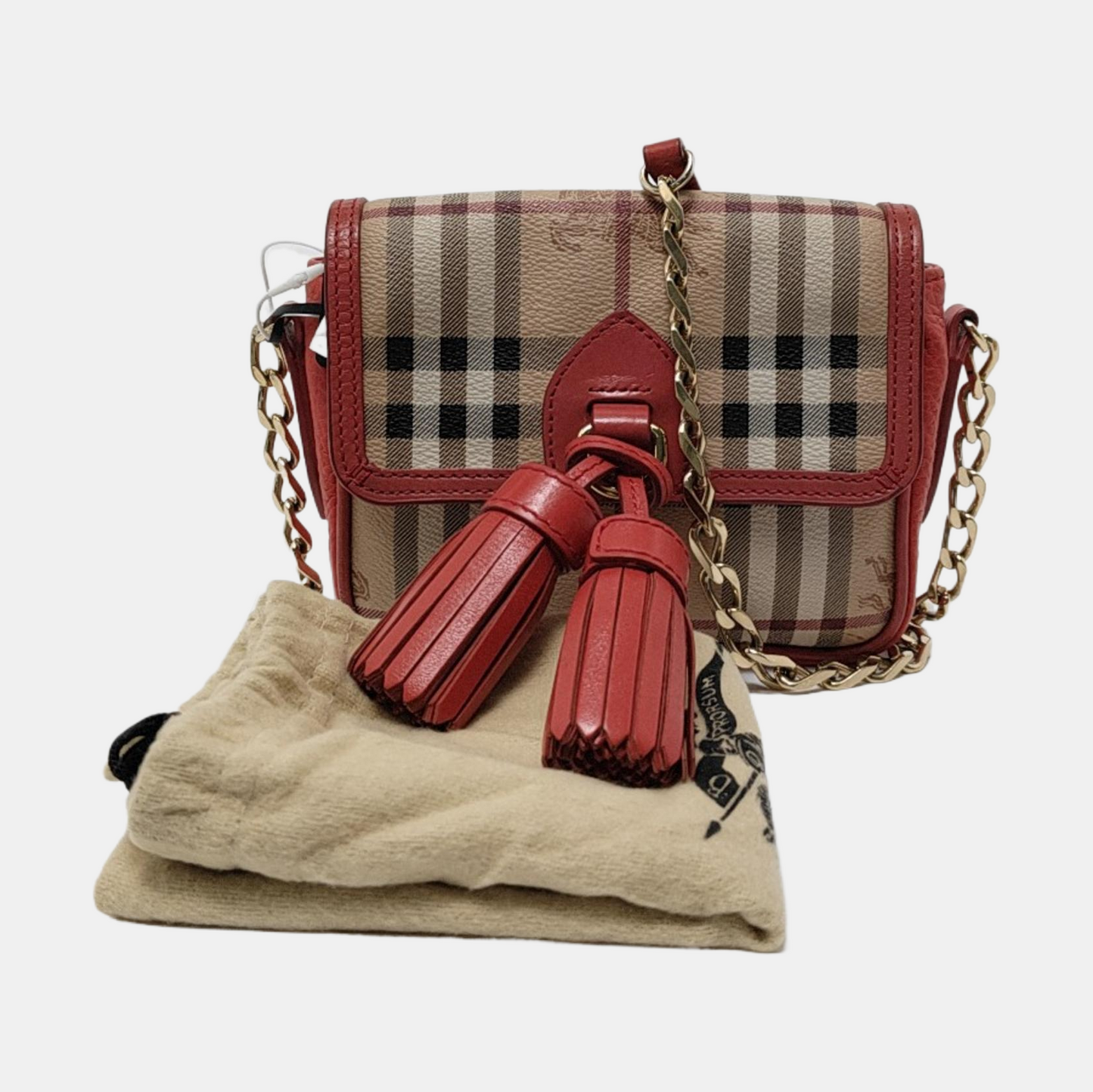 BURBERRY Maydown Khaki Coated Canvas Warhorse Plaid Crossbody Shoulder Bag Golden hardware-(SKU)-940909865