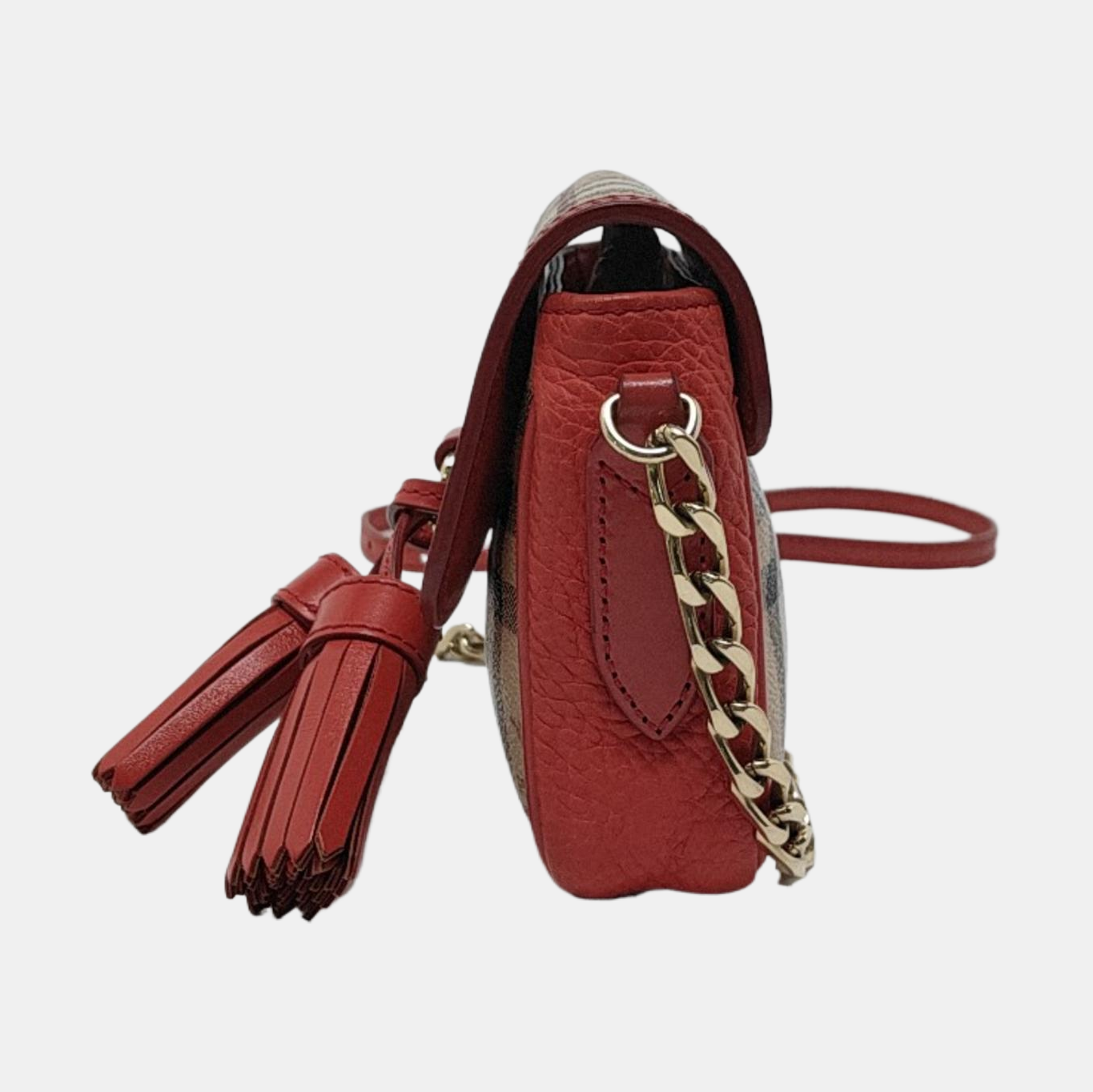 BURBERRY Maydown Khaki Coated Canvas Warhorse Plaid Crossbody Shoulder Bag Golden hardware-(SKU)-940909865