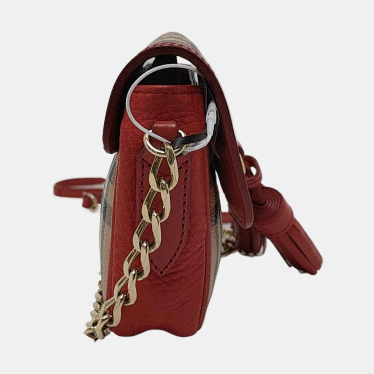 BURBERRY Maydown Khaki Coated Canvas Warhorse Plaid Crossbody Shoulder Bag Golden hardware-(SKU)-940909865