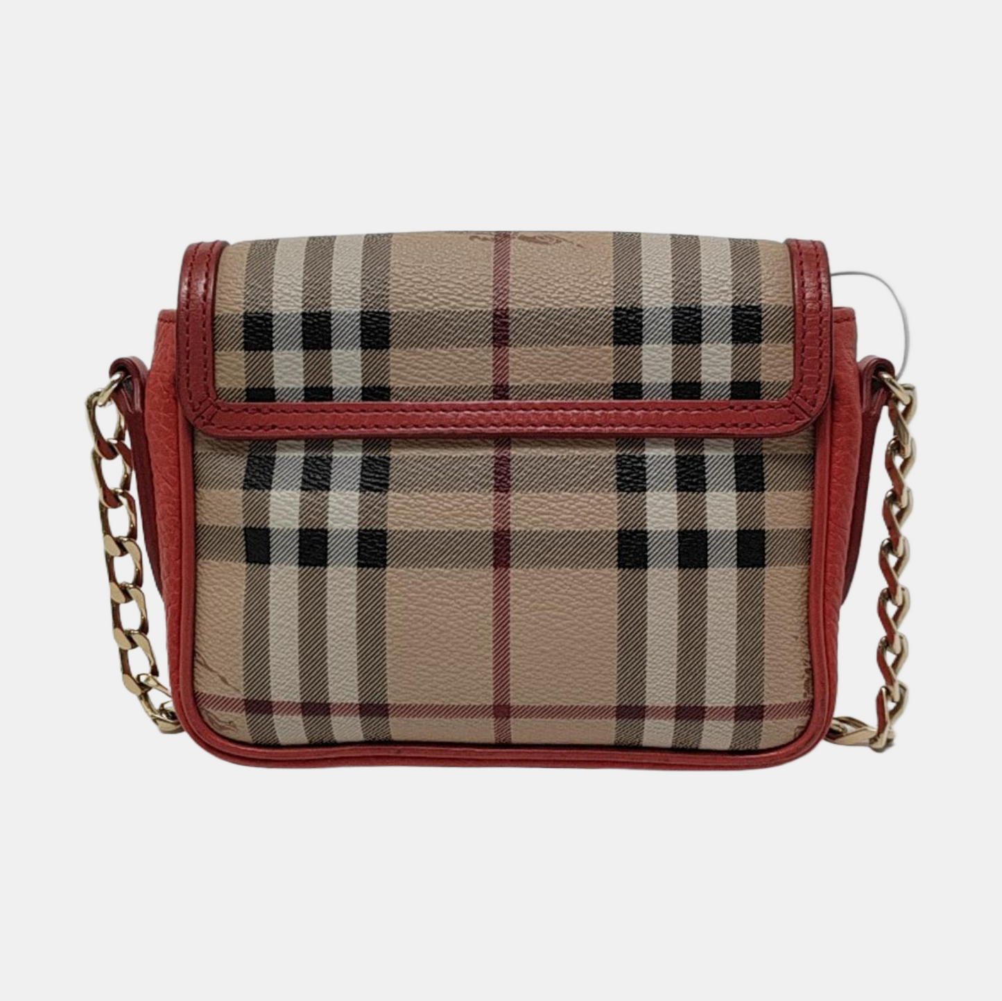 BURBERRY Maydown Khaki Coated Canvas Warhorse Plaid Crossbody Shoulder Bag Golden hardware-(SKU)-940909865