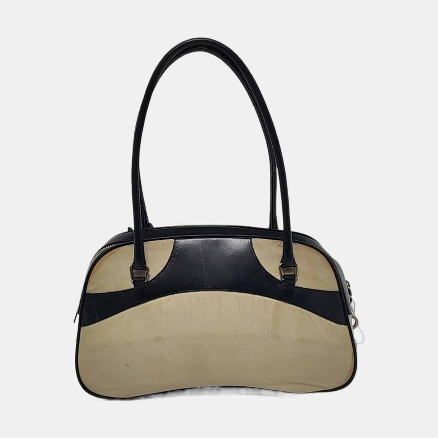 PRADA Beige nylon single shoulder bag handbag Silver Hardware-(SKU)-953446216