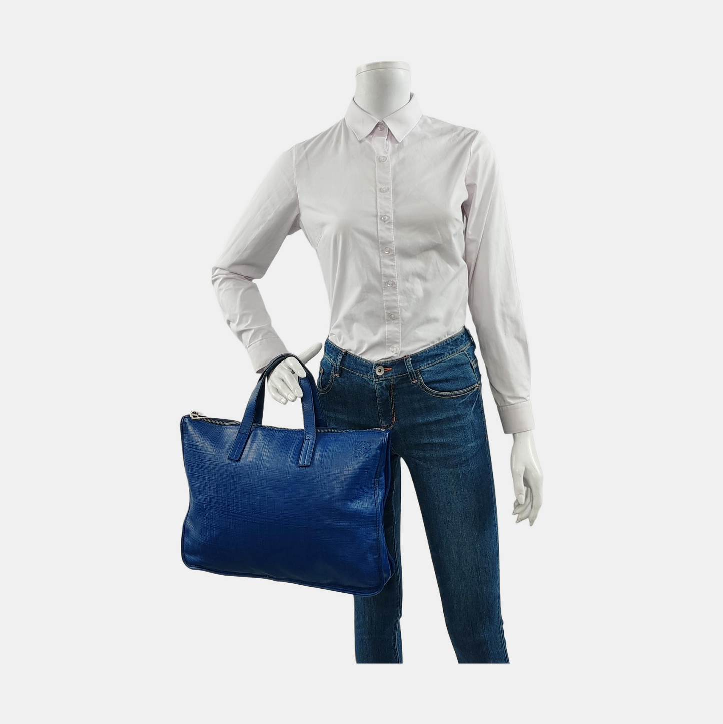 LOEWE Toledo Dark Blue Leather Handbag Silver Hardware-(SKU)-953096899