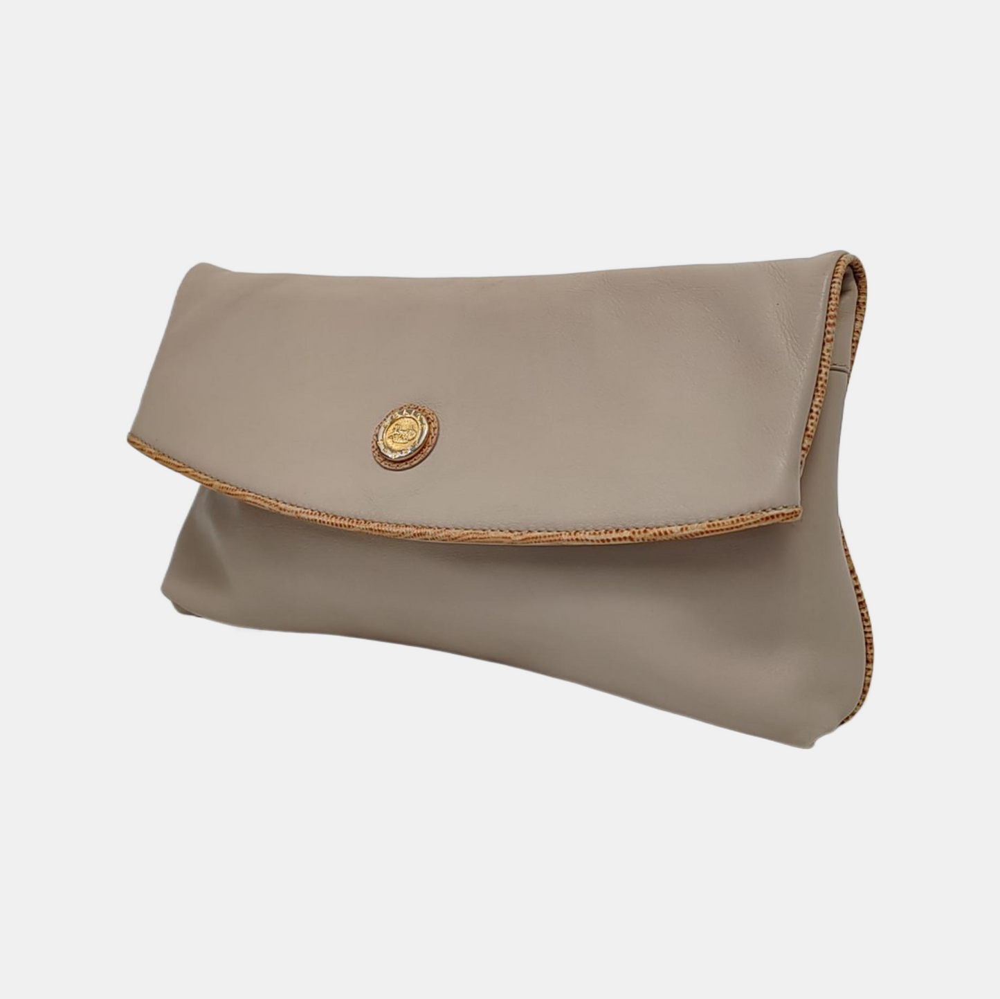 CELINE MACADAM CLUTCHES Khaki Cowhide Handbag Golden hardware-(SKU)-953216913