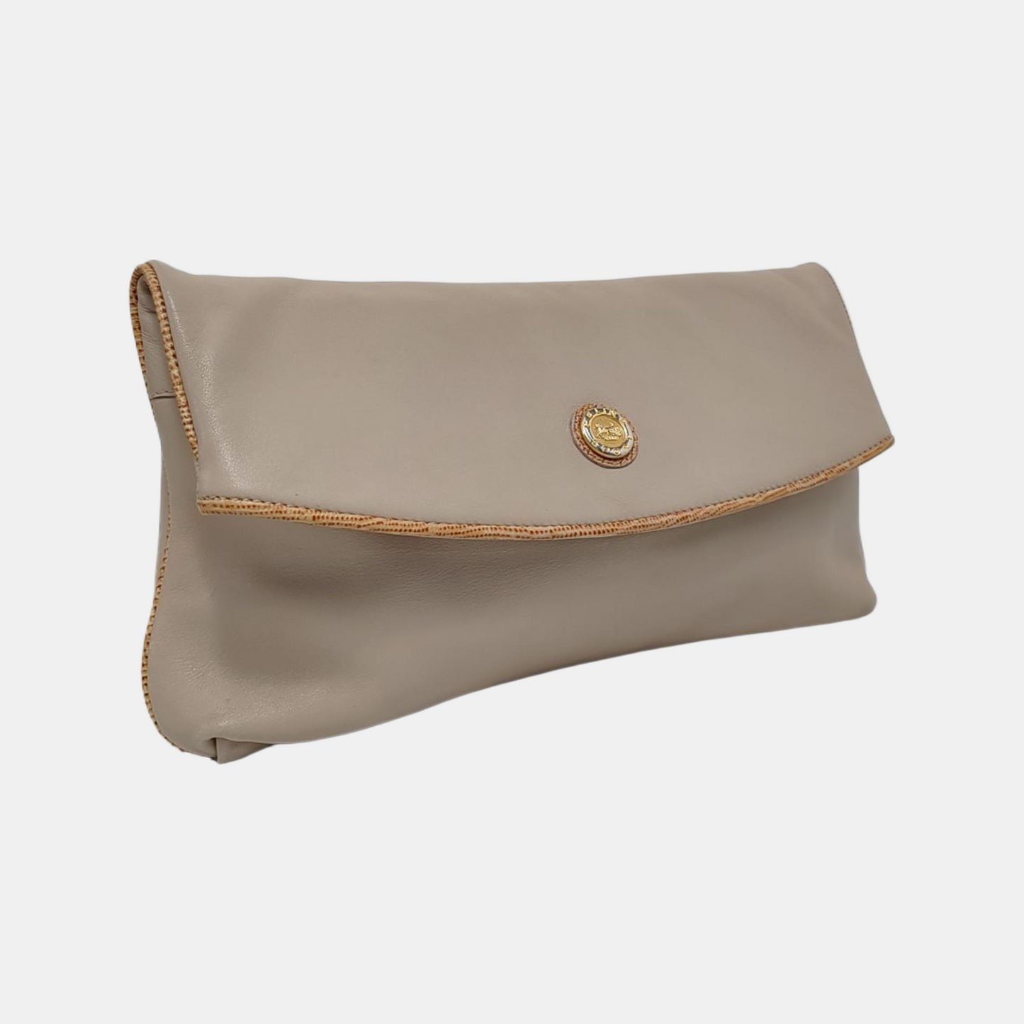 CELINE MACADAM CLUTCHES Khaki Cowhide Handbag Golden hardware-(SKU)-953216913