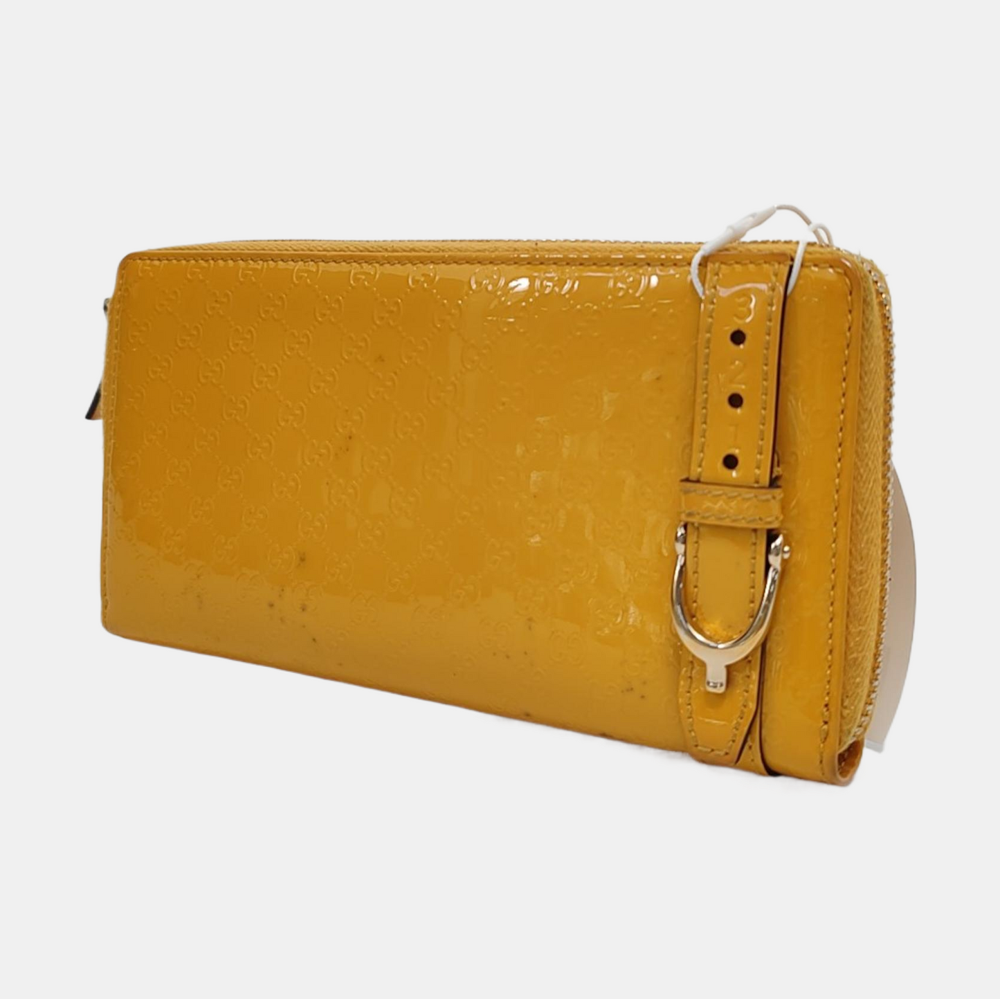 GUCCI Microguccissima Yellow Patent Leather Monogrammed Embossed Wallet Golden hardware-(SKU)-953012842