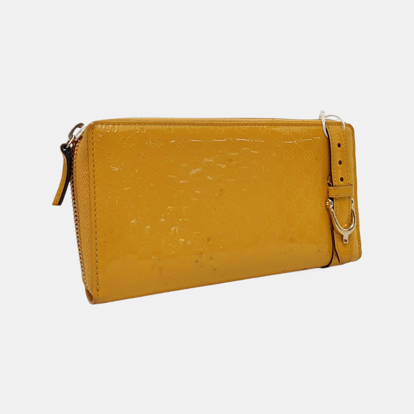 GUCCI Microguccissima Yellow Patent Leather Monogrammed Embossed Wallet Golden hardware-(SKU)-953012842