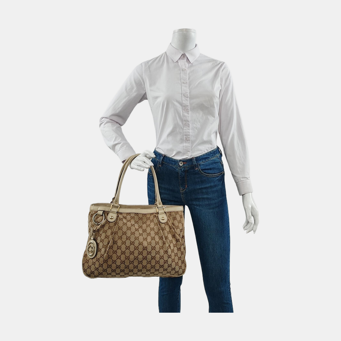 GUCCI Sukey Brown Canvas Monogram Handbag Single Shoulder Bag Golden hardware-(SKU)-953204844
