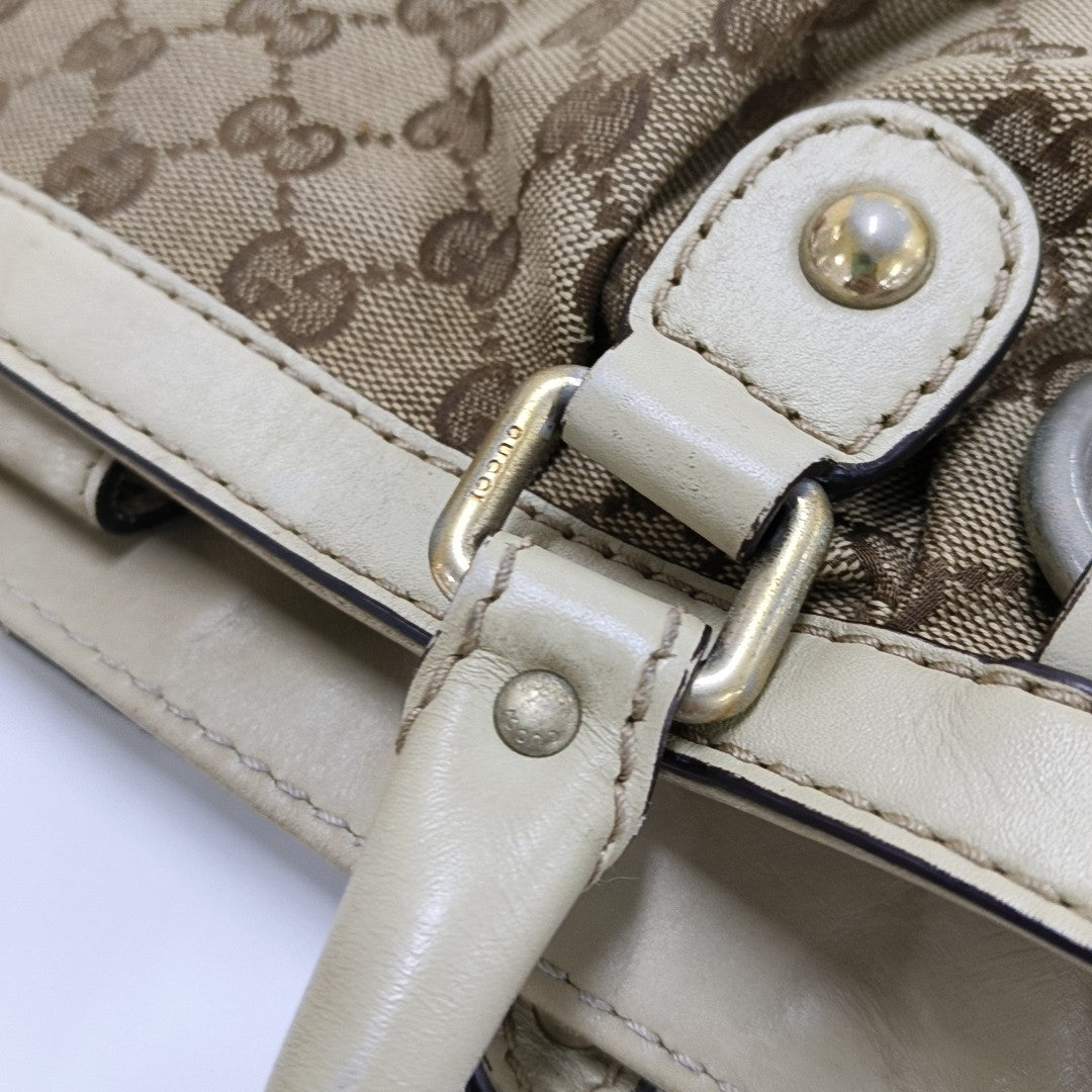 GUCCI Sukey Brown Canvas Monogram Handbag Single Shoulder Bag Golden hardware-(SKU)-953204844