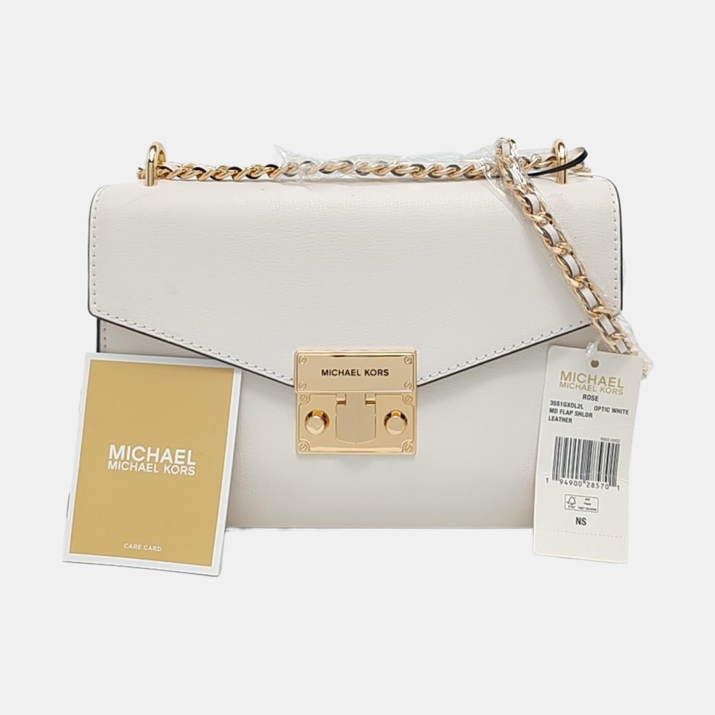 MICHAEL KORS Whitney Large size White Cowhide Single Shoulder Bag Crossbody Handbag Golden hardware-(SKU)-936827324