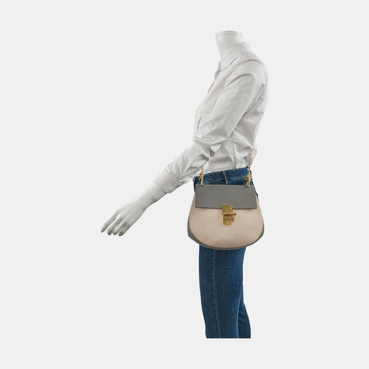 Chloé Drew Medium size Color block cowhide shoulder bag crossbody bag Golden hardware-(SKU)-953363295