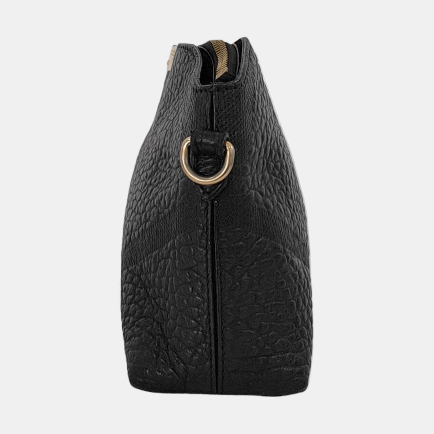 BURBERRY Black Leather Embossed Single Shoulder Bag Tote Golden hardware Removable shoulder strap-(SKU)-953334990