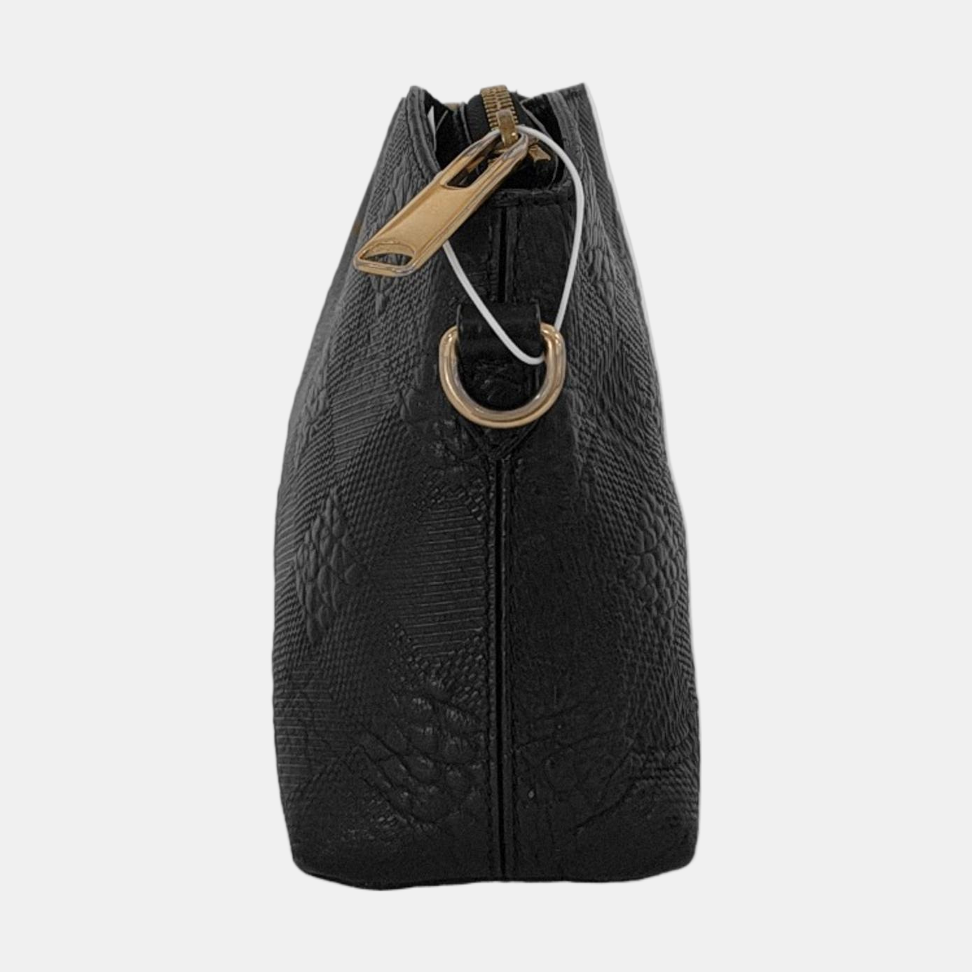 BURBERRY Black Leather Embossed Single Shoulder Bag Tote Golden hardware Removable shoulder strap-(SKU)-953334990
