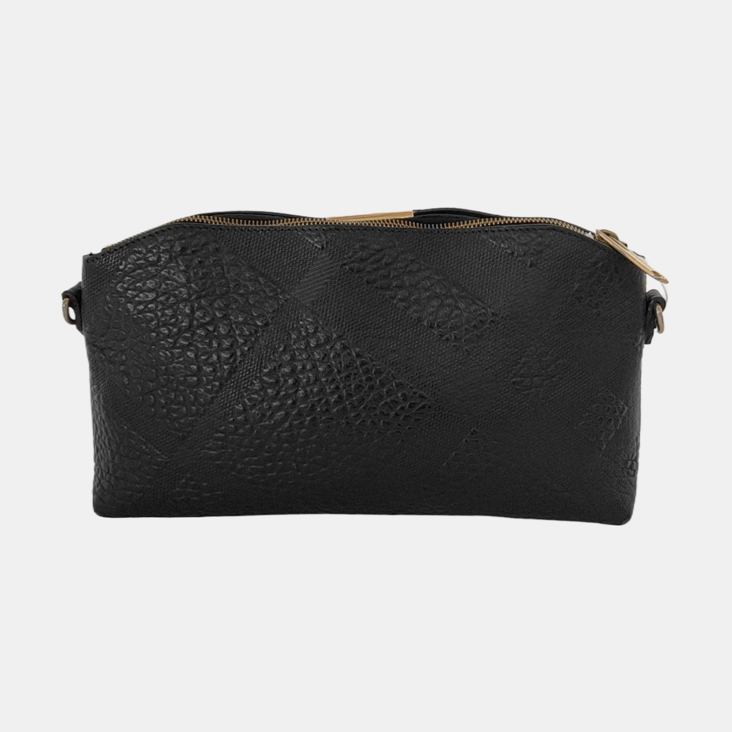 BURBERRY Black Leather Embossed Single Shoulder Bag Tote Golden hardware Removable shoulder strap-(SKU)-953334990