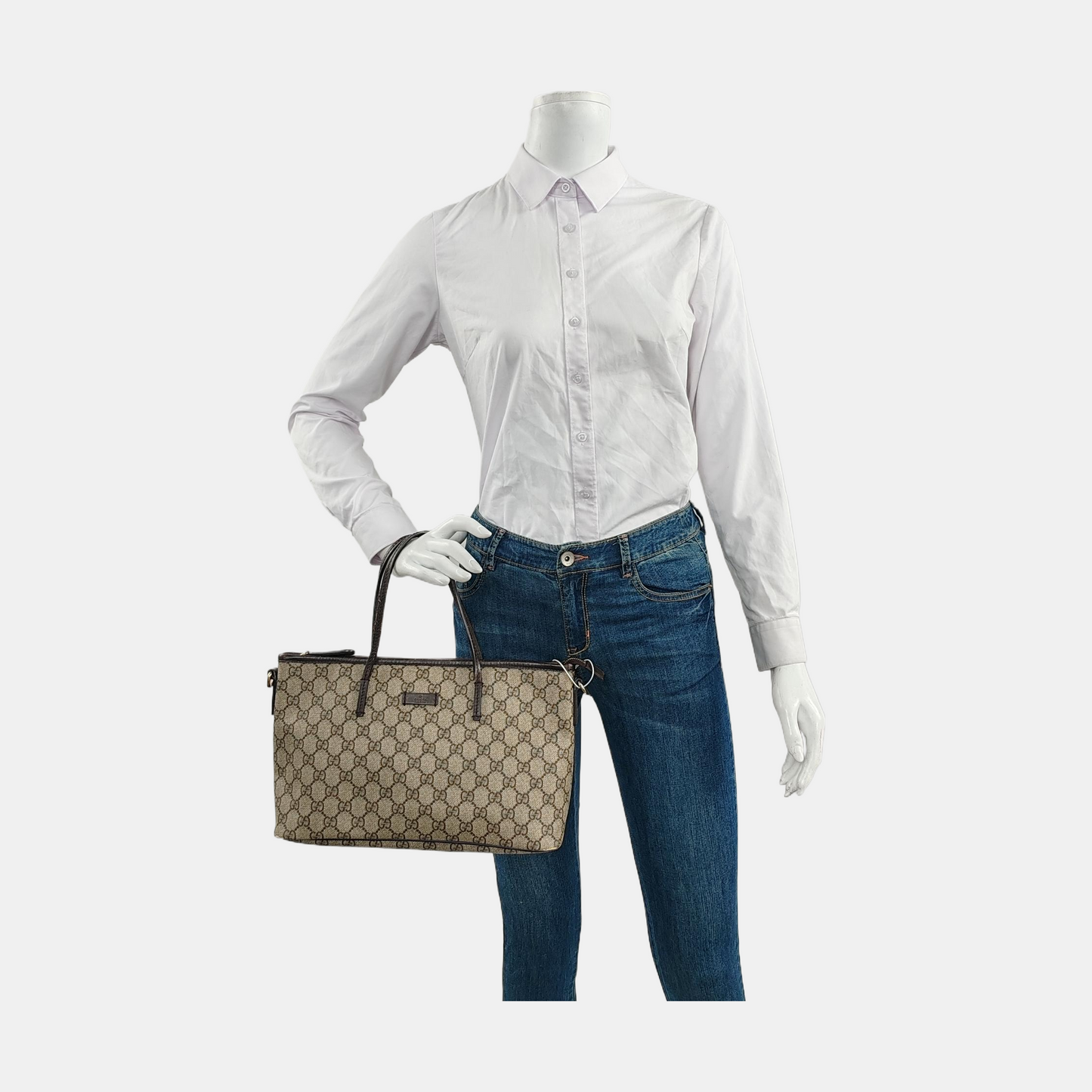 GUCCI Tote bag Ebony Coated Canvas Monogrammed Handbag Silver Hardware-(SKU)-953201451
