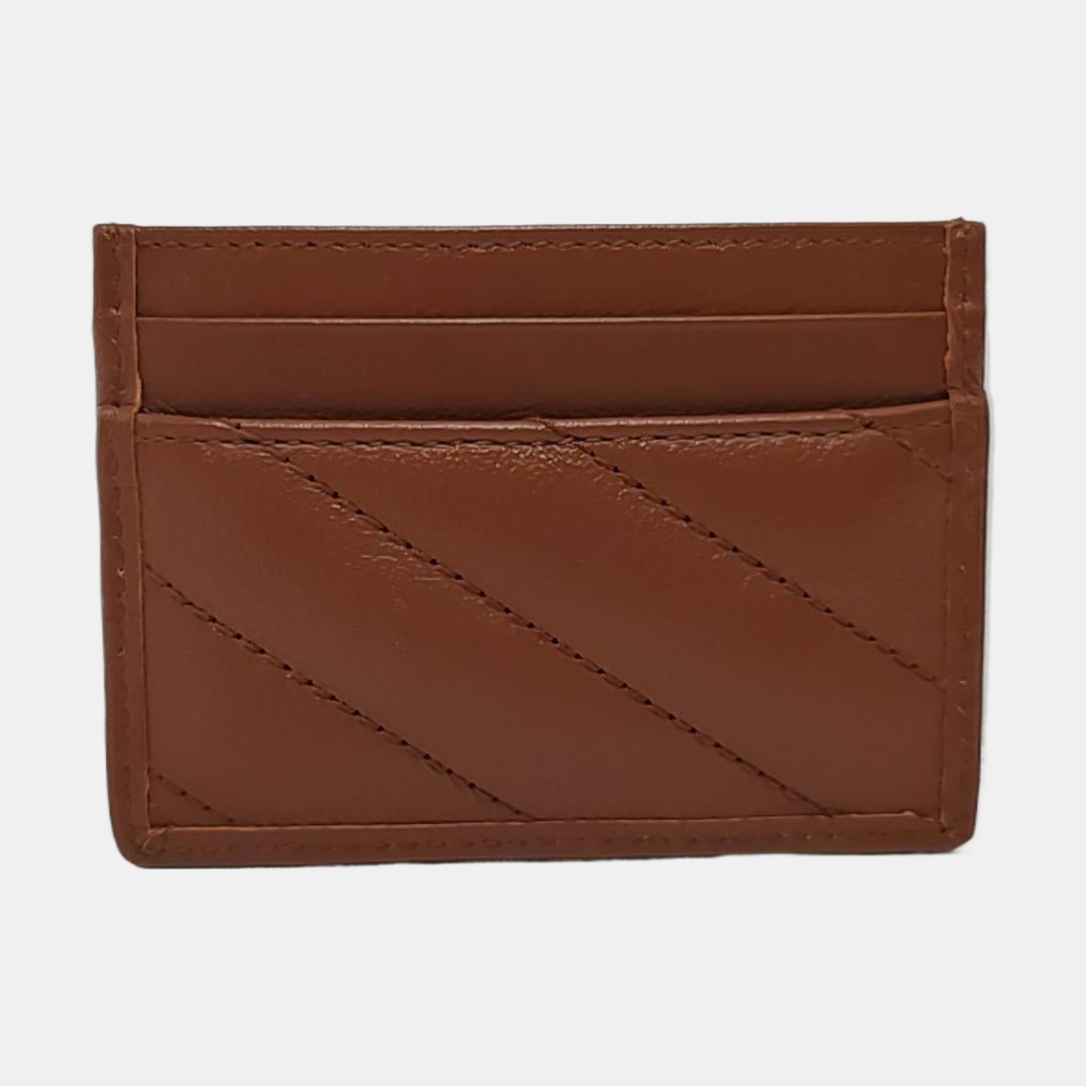 GUCCI GG Marmont Brown Leather Quilted Stripe Card Case Golden hardware Complete Accessories-(SKU)-953444579