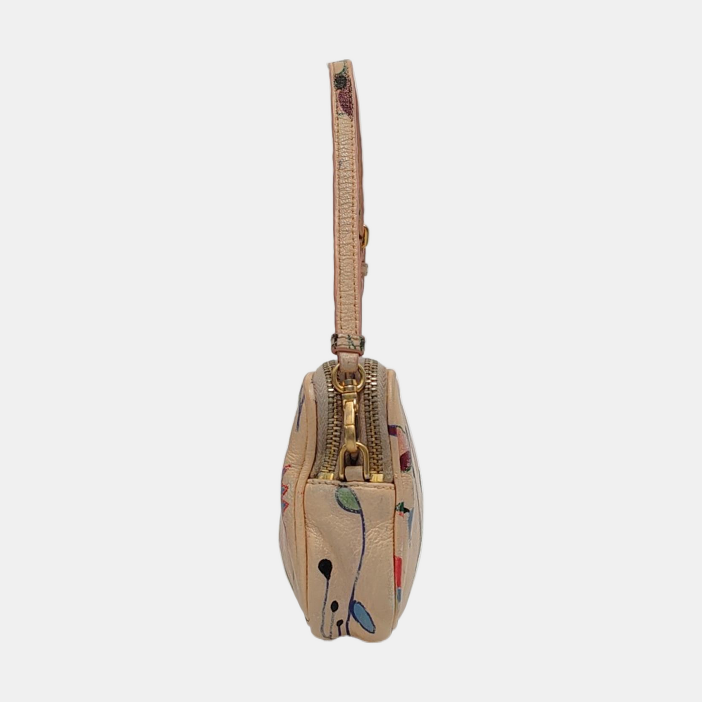 Miu Miu Beige Cowhide Printed Handbag Golden hardware-(SKU)-953382271