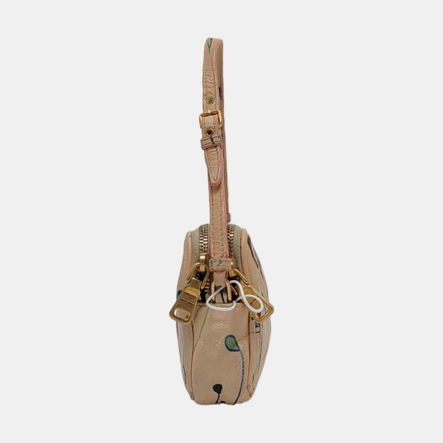 Miu Miu Beige Cowhide Printed Handbag Golden hardware-(SKU)-953382271