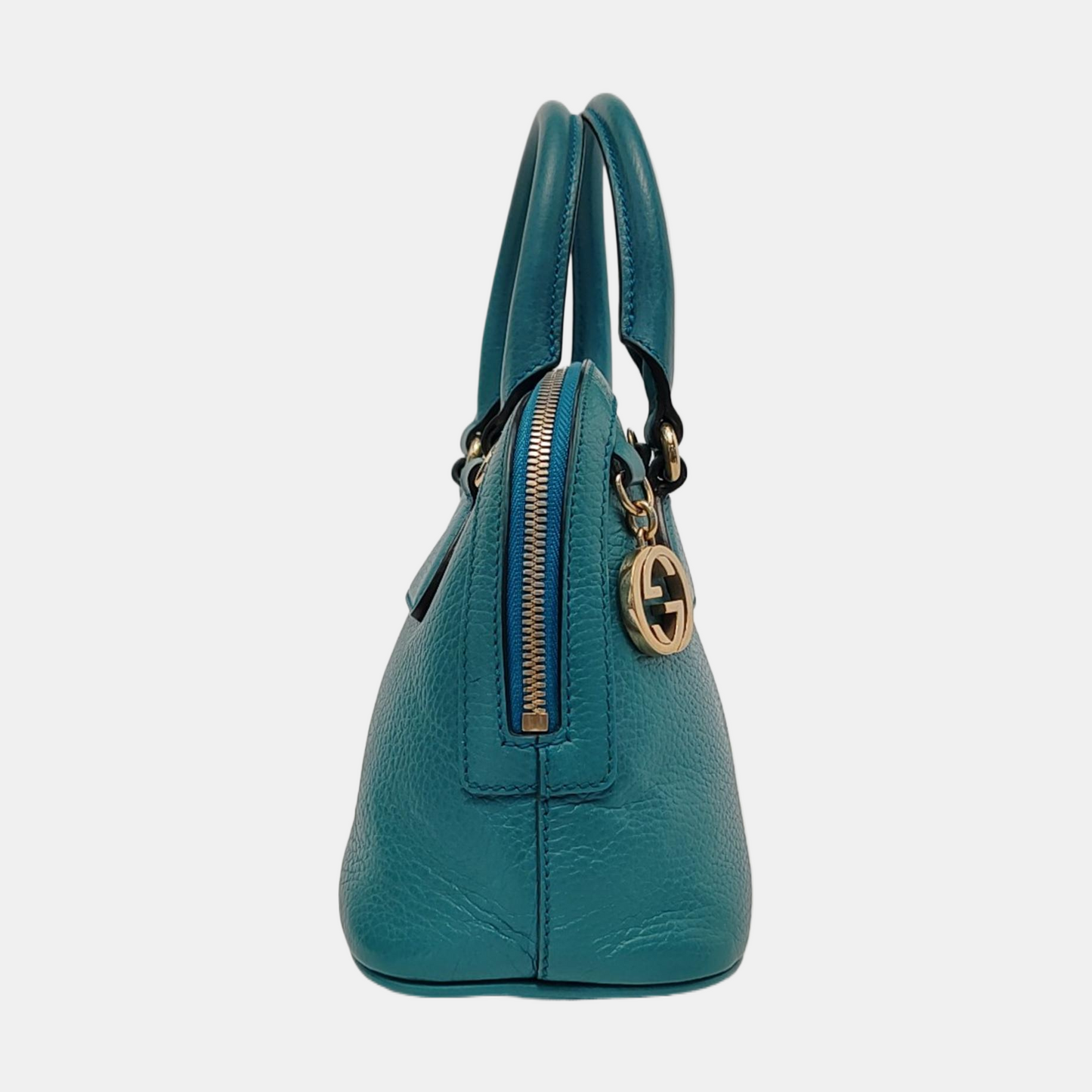 GUCCI DOME Blue Calf Leather Shoulder Bag Tote Golden hardware Removable shoulder strap-(SKU)-953375478