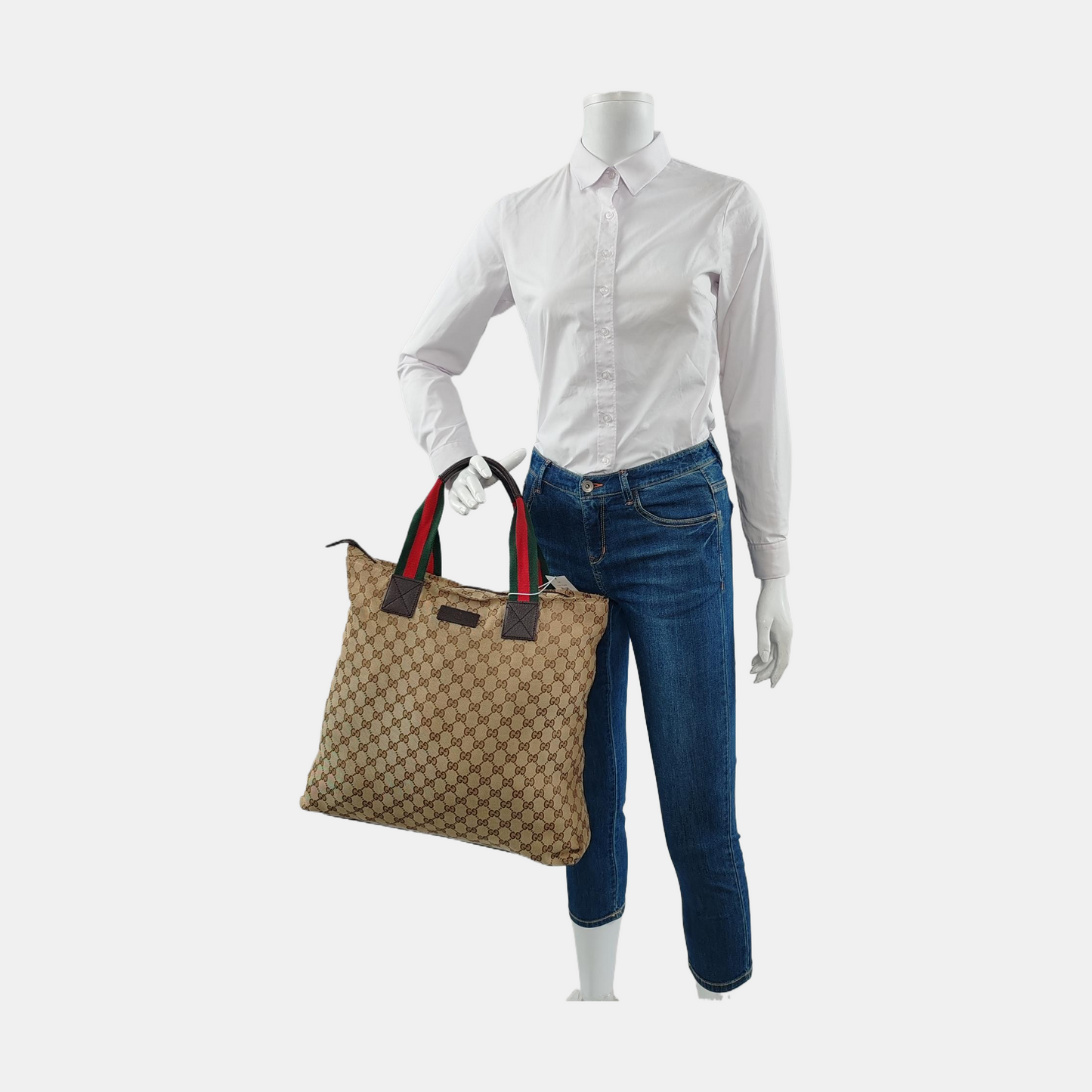 GUCCI Diaper Brown Canvas Monogram Handbag Single Shoulder Bag Silver Hardware-(SKU)-953375833