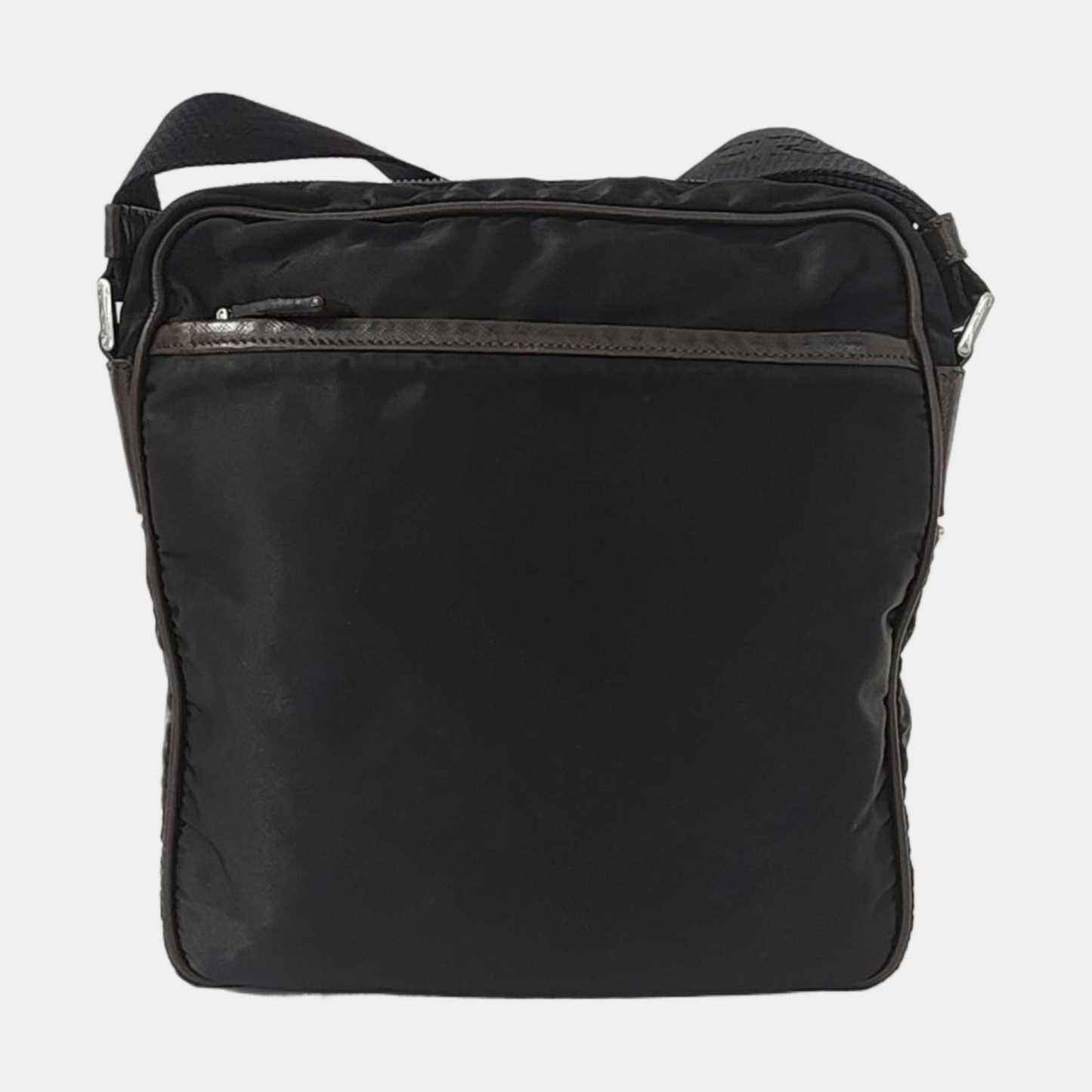 PRADA Black fabric crossbody bag shoulder bag Silver Hardware-(SKU)-953382734