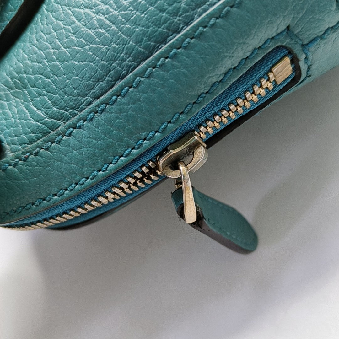 GUCCI DOME Blue Calf Leather Shoulder Bag Tote Golden hardware Removable shoulder strap-(SKU)-953375478