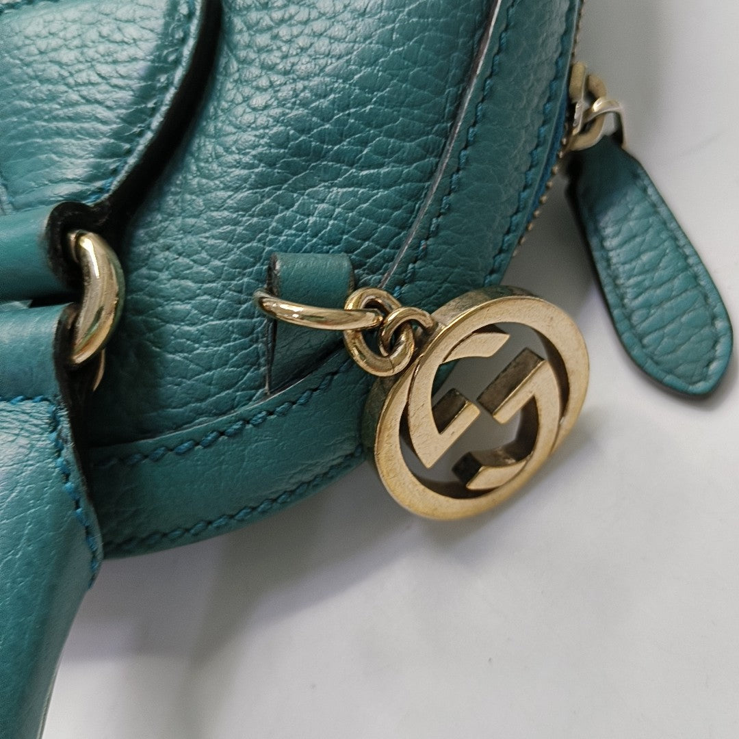 GUCCI DOME Blue Calf Leather Shoulder Bag Tote Golden hardware Removable shoulder strap-(SKU)-953375478