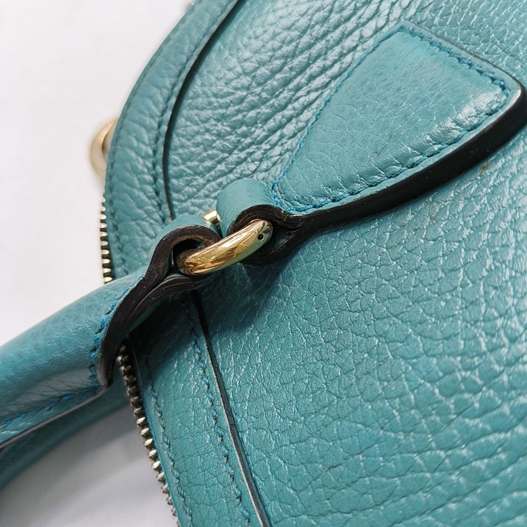GUCCI DOME Blue Calf Leather Shoulder Bag Tote Golden hardware Removable shoulder strap-(SKU)-953375478