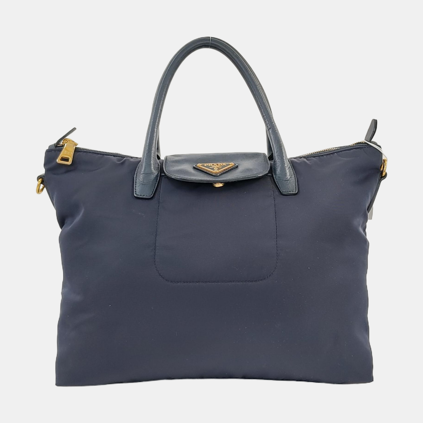 PRADA Tote bag Navy Nylon Logo Crossbody Bag Handbag Single Shoulder Bag Golden hardware-(SKU)-953507346