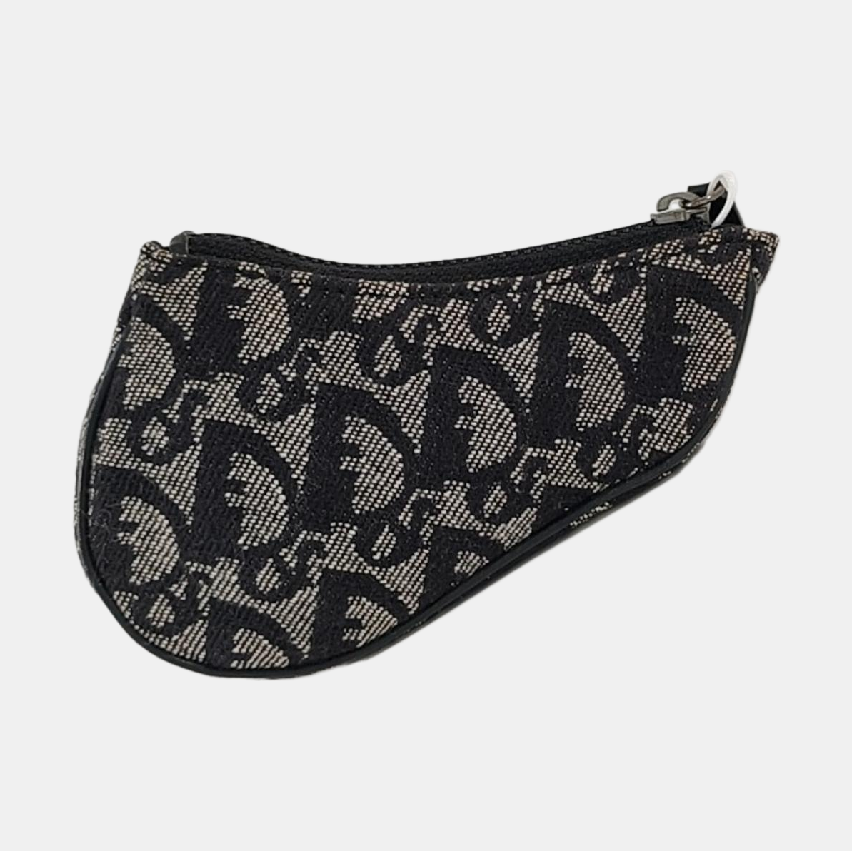 DIOR Saddle Grey Canvas Monogram Mini Coin Purse Ruthenium color hardware-(SKU)-953489833