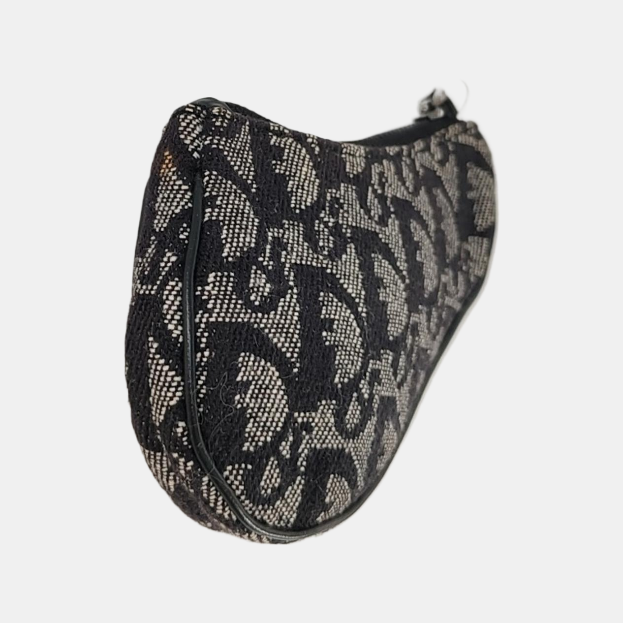 DIOR Saddle Grey Canvas Monogram Mini Coin Purse Ruthenium color hardware-(SKU)-953489833