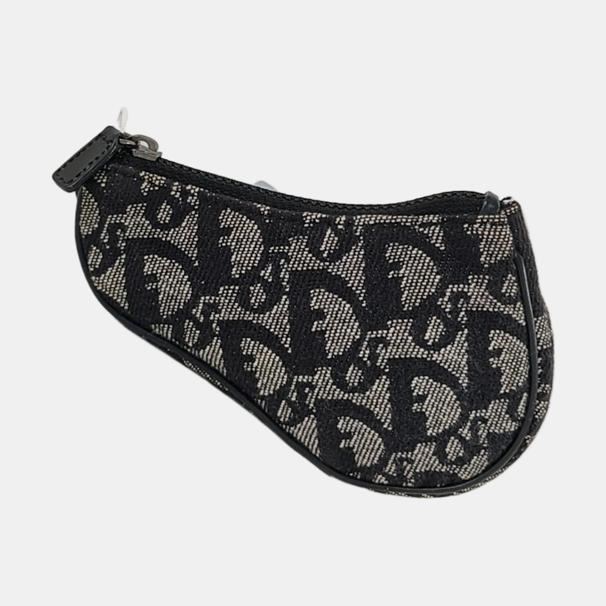 DIOR Saddle Grey Canvas Monogram Mini Coin Purse Ruthenium color hardware-(SKU)-953489833