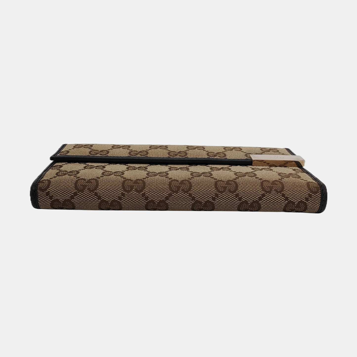 GUCCI Khaki Canvas Monogrammed Wallet Golden hardware-(SKU)-953543640