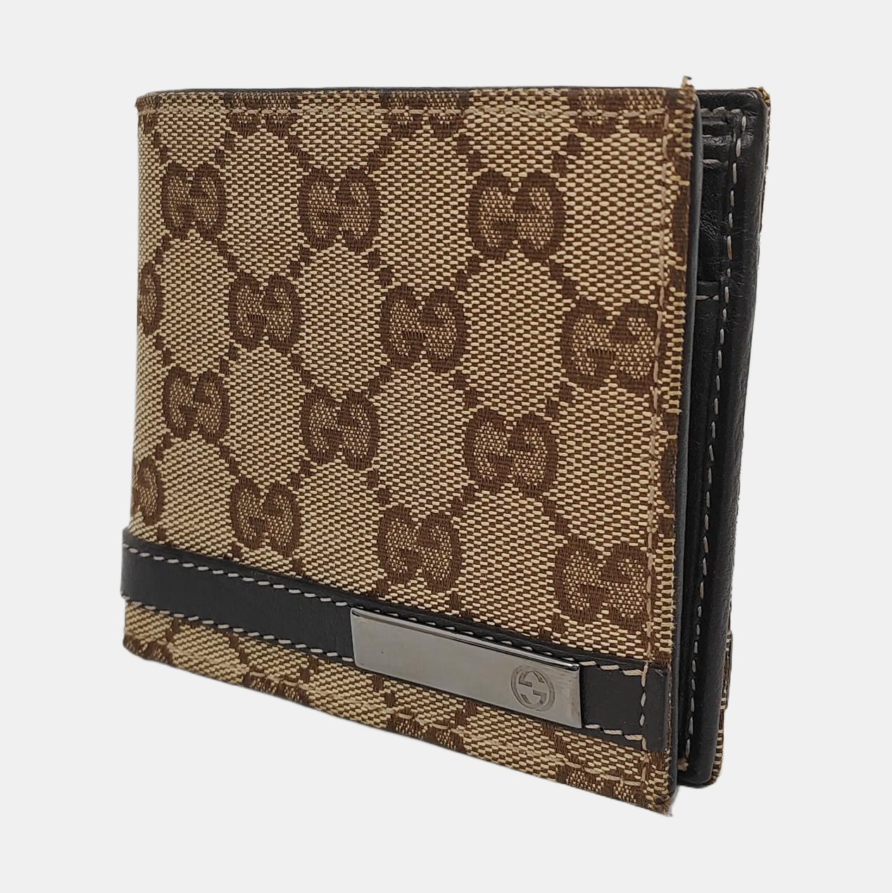 GUCCI Brown Canvas Monogrammed Wallet Golden hardware-(SKU)-953543328
