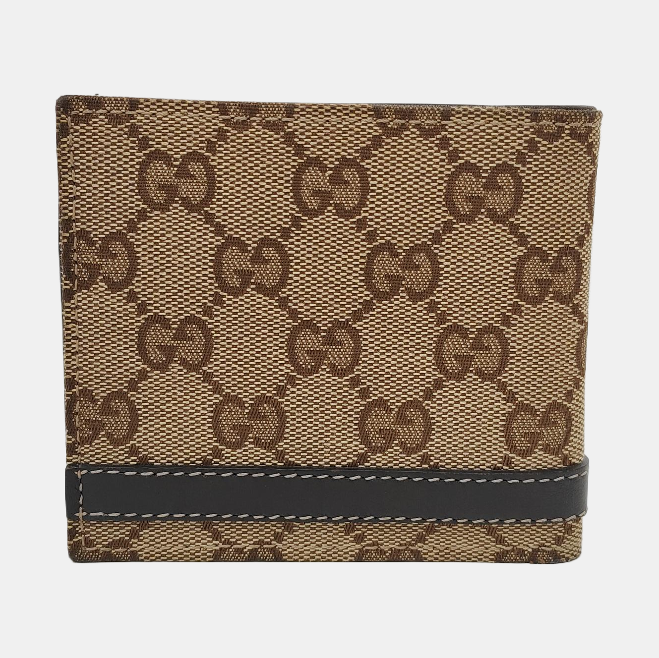 GUCCI Brown Canvas Monogrammed Wallet Golden hardware-(SKU)-953543328