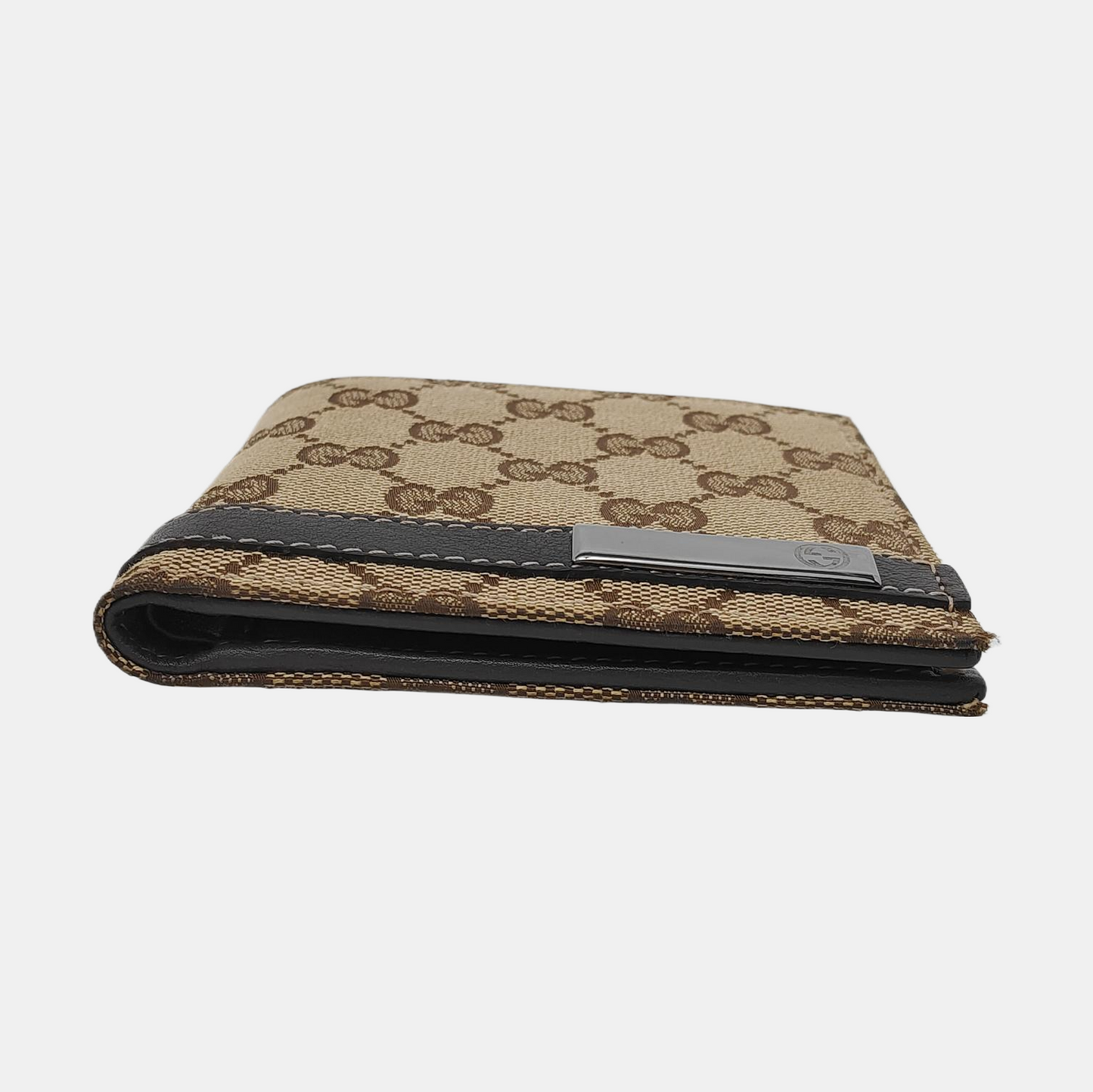 GUCCI Brown Canvas Monogrammed Wallet Golden hardware-(SKU)-953543328