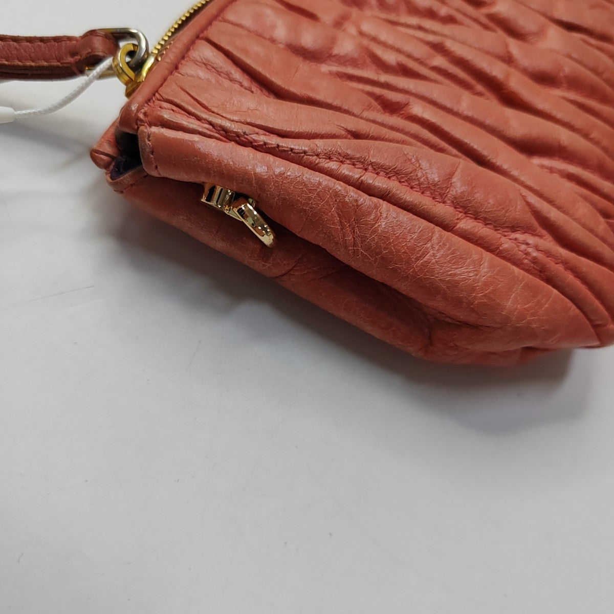 Miu Miu Tangerine Pink Calfskin Quilted Handbag Golden hardware-(SKU)-953693934