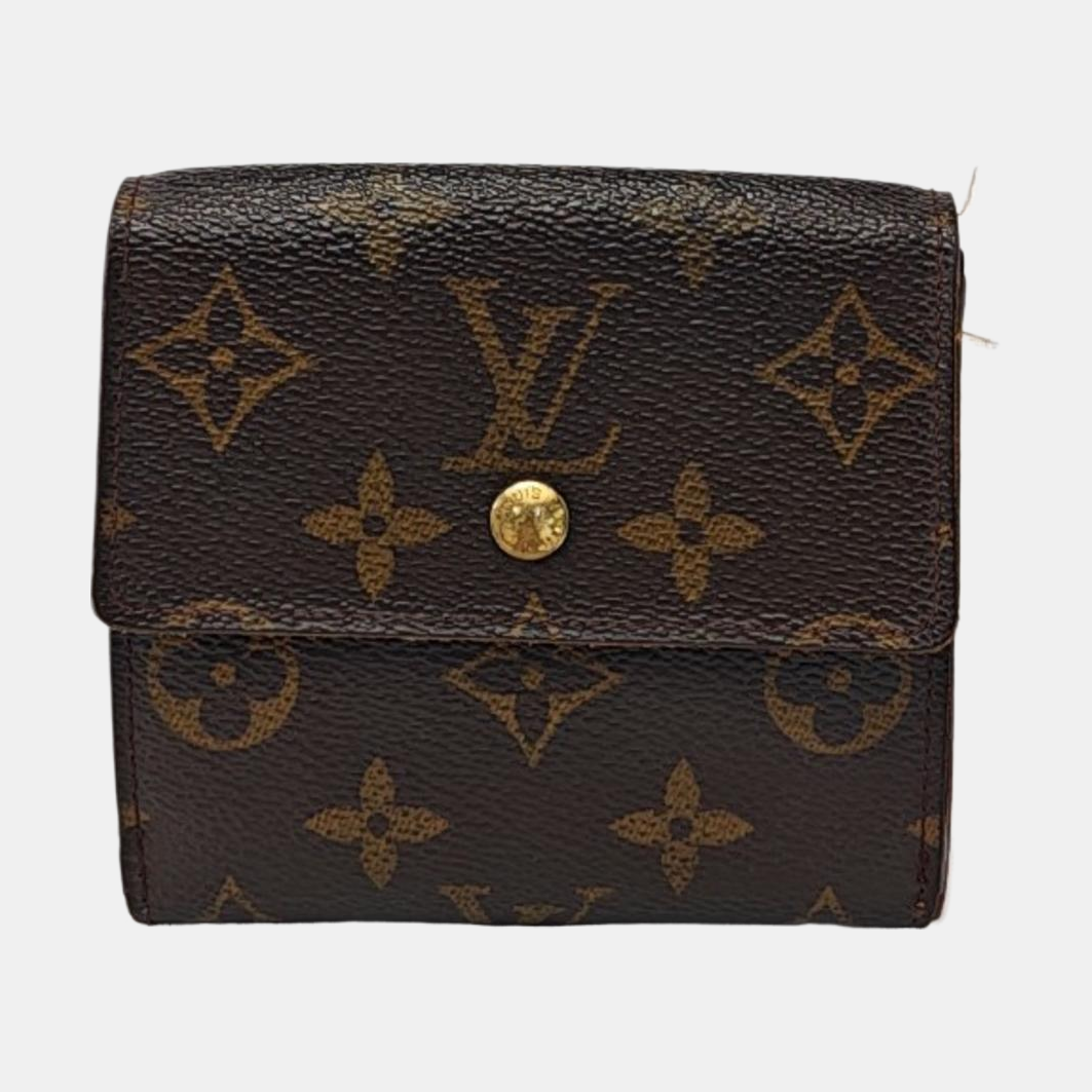 LOUIS VUITTON ELISE Brown coated canvas vintage wallet Golden hardware Vintage model-(SKU)-953704307