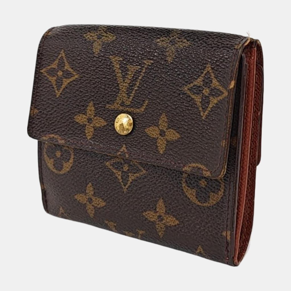 LOUIS VUITTON ELISE Brown coated canvas vintage wallet Golden hardware Vintage model-(SKU)-953704307