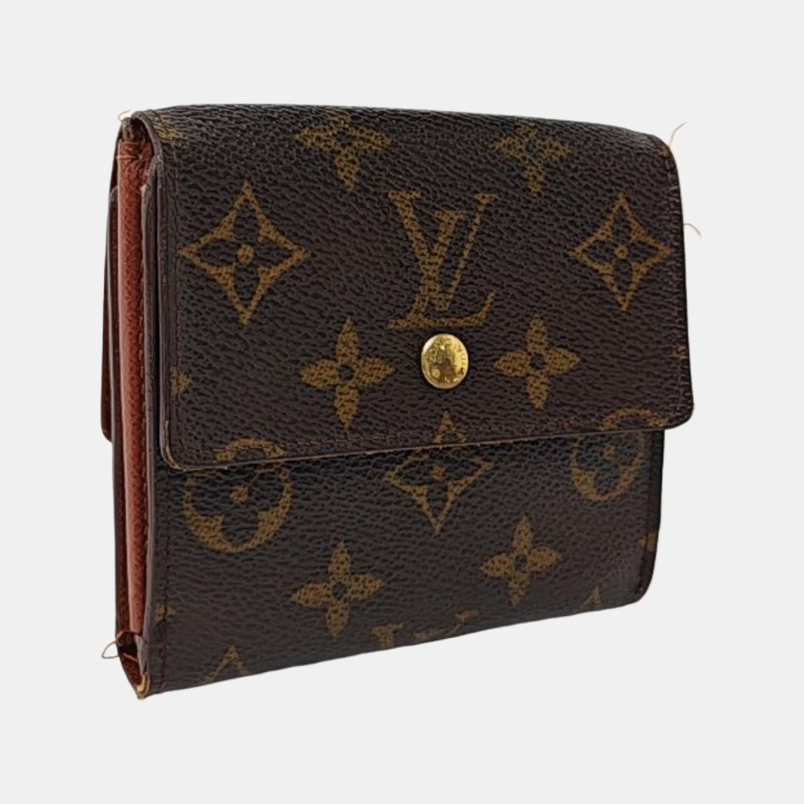 LOUIS VUITTON ELISE Brown coated canvas vintage wallet Golden hardware Vintage model-(SKU)-953704307
